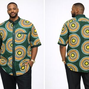 Vibrant Spiral Patterned Button Down Shirt